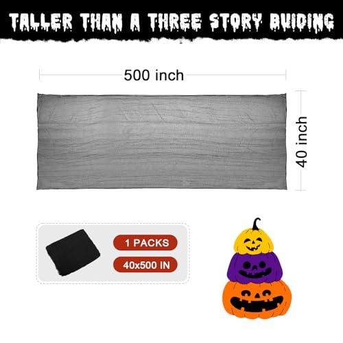 Halloween Black Creepy Gauze Cloth - 500x40in Haunted House Decor - Variation: Black
