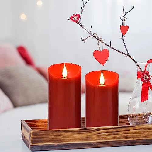 Nancia 2-Pack Red Flameless Battery-Operated Flickering LED Candles - Remote Control