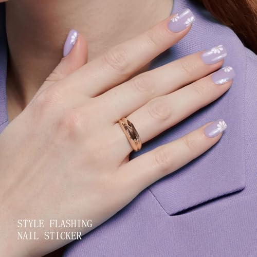 Semi Cured Gel Nail Art Stickers - Flower Design, Long-Lasting Manicure
