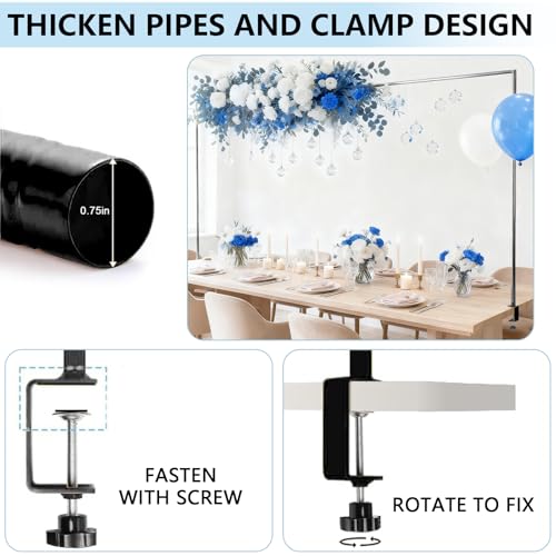 Rectangle Black Over The Table Rod Stand with Clamps - Adjustable Event Display