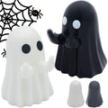 Halloween Ghost Figurine Set - Spooky Cute Indoor Decorations, 2 Pack Black & White