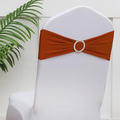 Terracotta Chair Sashes 50 Pack - Burnt Orange Spandex Wedding & Party Decor