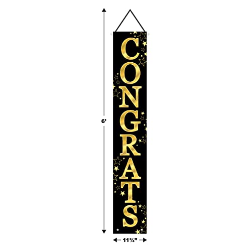 Black & Gold Graduation Door Banner Set - Indoor Outdoor Porch Signs