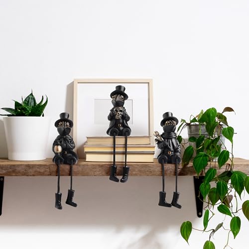 Halloween Gothic Plague Doctor Figurines Shelf Sitters with Dangling Legs - Spooky Decor