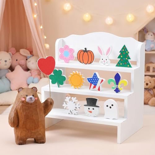 Interchangeable Bear Tabletop Decor Sign Set for Seasons & Holidays - 13 Pieces