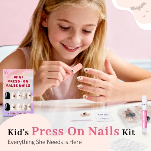 Kids Press On Nails Halloween Spider Web 32 Pack - 16 Sizes Girl Toy