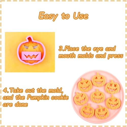 Mini Pumpkin Cookie Cutters Set with Interchangeable Faces for Halloween & Fall Baking