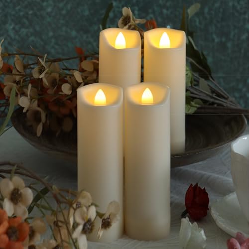 4 Pack Flameless LED Pillar Candles with Remote Control - Waterproof 2x7 Inches
