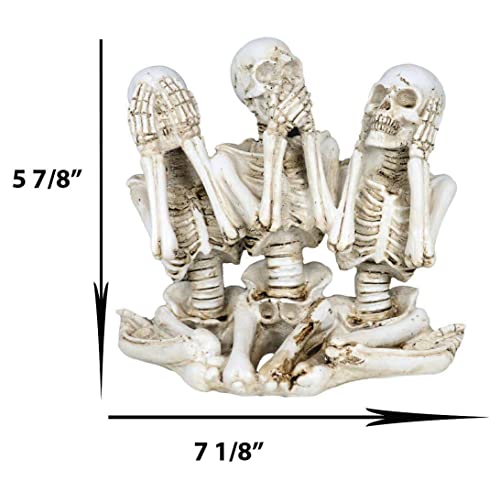 Gothic Skeleton Sisters Figurine - See Hear Speak No Evil Halloween Decor - 6 Inch