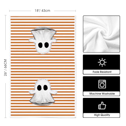 Orange Ghost Halloween Kitchen Towels Set of 4 - 18x26 Inches, Soft & Absorbent