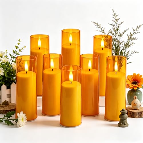 6 Pack Flameless Candles with Remote & Timer - Gold Yellow 2x6 Inches