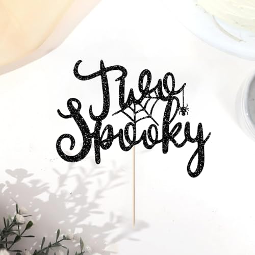 Black Glitter Halloween Birthday Cake Topper Spooky Party Decoration