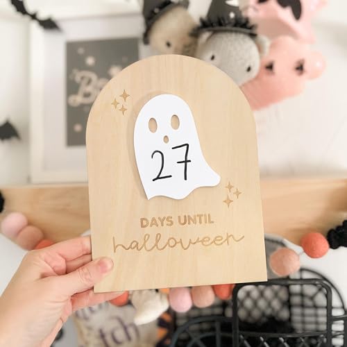 Halloween Countdown Wooden Sign - Reusable Spooky 3D Decor for Indoor Halloween Parties