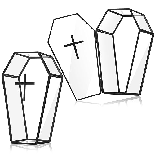 2 Pack Glass Coffin Jewelry Boxes with Lid - Gothic Halloween Decor