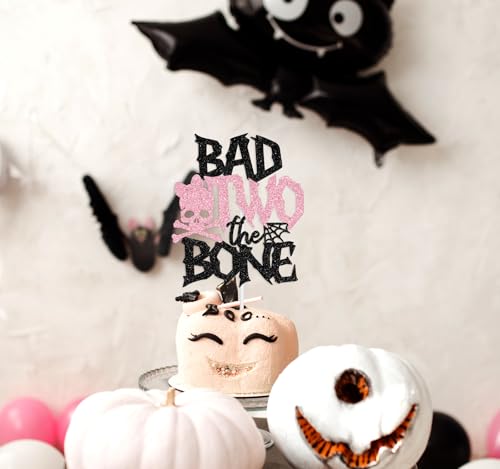 Rock & Roll 2nd Birthday Cake Topper Halloween Skull Baby Shower Decor