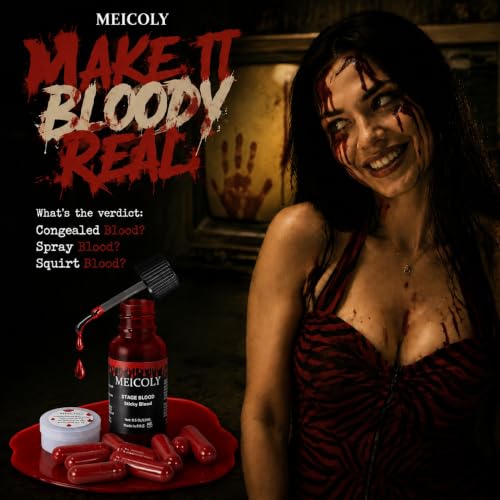 Fake Blood Washable Edible Stage Blood with 6 Capsules - Bright, 0.5 Oz