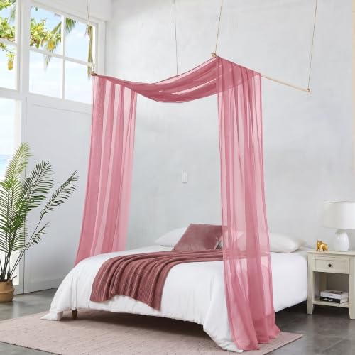 Blush Pink Sheer Window Scarf - 55W x 144L Elegant Light Curtain - Warm Home Designs