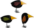 Fall Decor Metal Crow Figurines Set of 3 - Halloween Thanksgiving Autumn Table Decorations