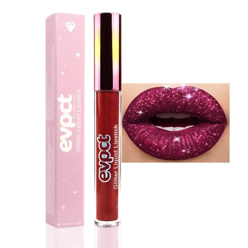 Long Lasting Glitter Lipstick Set - 12 Bright Red & Sparkle Matte Lip Gloss