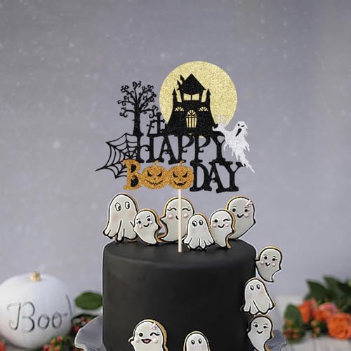 Halloween Cake Topper Ghost Moon Pumpkin Bat Spooky Party Decoration - Variation 419