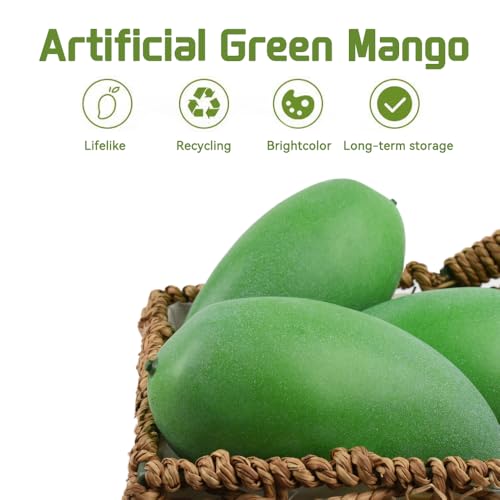 Fake Mango Decor Set - Lifelike Artificial Fruit for Home & Party Displays, 4 Pieces