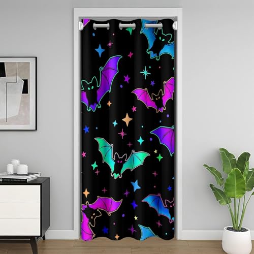 Halloween Bat Door Curtain for Kids & Bedroom Privacy - Multi 42x80 Inches