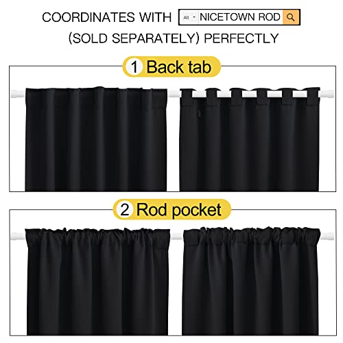 NICETOWN Blackout Curtains - 34x63 Inches, Pack of 2, Black, Light Blocking & Thermal Insulated