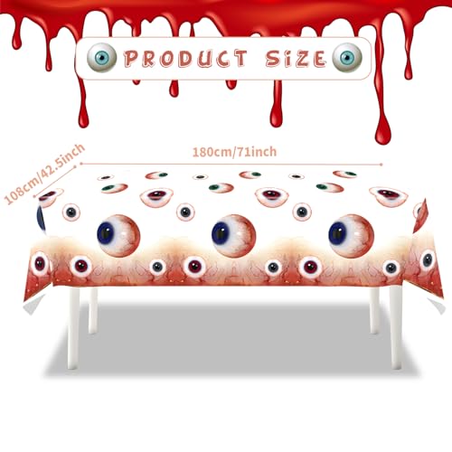 Halloween Bloodshot Eyeball Tablecloths - Disposable Party Cover, 2 Pack, 43x71in