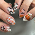 Halloween Press On Nails with Ghost and Pumpkin Design, 24Pcs, Holiday-28