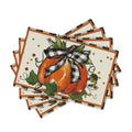 Autumn Pumpkin Buffalo Plaid Placemat Set of 4 - Fall Garden Linen Table Mats E