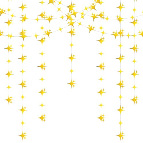 40ft Gold Star Bunting Banner - Pre-String Star Hanging Decoration