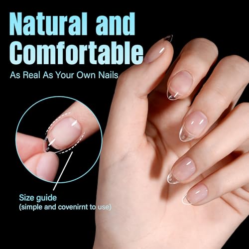 240pcs Short Almond Nail Tips - Pre-Shaped Clear Acrylic Press-On Nails