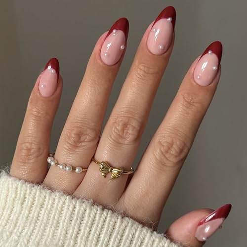 Reusable Press-On Nails Set - 6 Styles, 12 Sizes, Black & Red Bow Theme