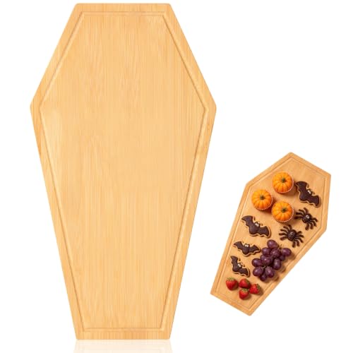 Coffin-Shaped Cutting Board with Juice Groove - Halloween Charcuterie Board, Bamboo