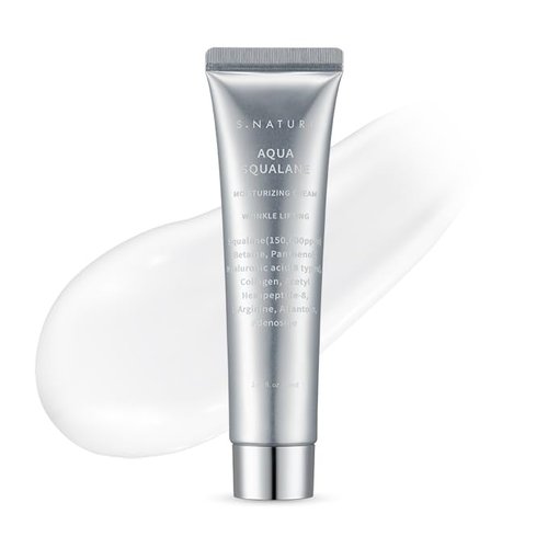 S. Nature AQUA SQUALANE MOISTURIZING CREAM | Face Moisturizer for Dry and Sensitive Skin, Vegetable Squalane 150,00ppm, Long-lasting Hydration, Pore Care Cream, Korean Skin Care (2.7 Fl Oz, 80ml)