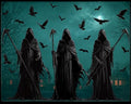 Halloween Grim Reaper Window Clings Decor Set - Extra Large Spooky Decals for Glass