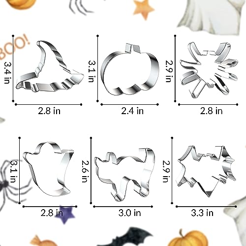 Halloween Cookie Cutters Set - 6 Shapes for Cookies, Muffins, Bread, Sandwiches