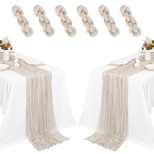 Rose Brown Cheesecloth Table Runner - 6 Pack, 35x120 Inches, Wedding Decor