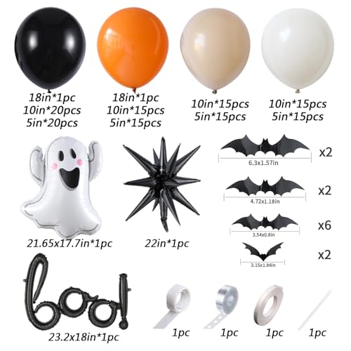 Halloween Little BOO Balloon Garland Arch Kit - Burnt Orange & Black 151 Pcs
