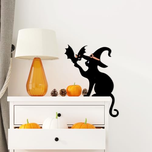 Halloween Cat Door Topper Black Metal Decor Bat Silhouette Home Decor