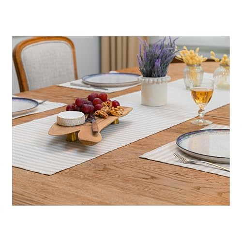 Beige Cotton Table Runner - Reusable Thanksgiving Dining Decor, Set of 4
