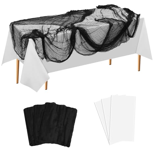 Halloween White and Black Table Decorations - 6 Pack Spooky Party Decor