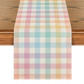 Colorful Buffalo Plaid Table Runner 13x48 Inch - Blue Pink Yellow Variation