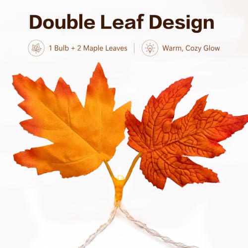 Fall Maple Leaf String Lights - 14.7 ft Battery-Powered LED Decor