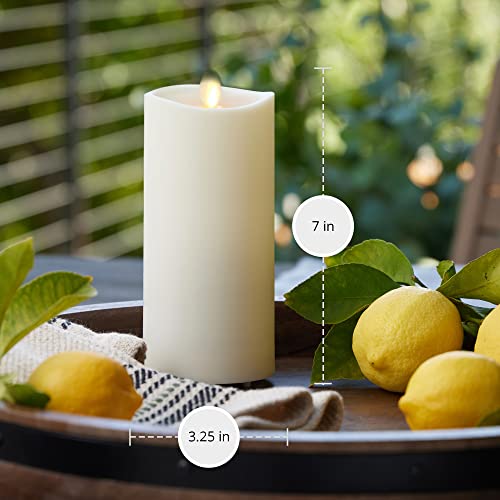 Outdoor Flameless Candle 3.25 x 7 Inches with Remote & Flickering Flame - Ivory