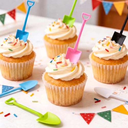 Colorful Mini Shovel Spoons - Disposable Plastic Dessert Utensils, 60 Pack