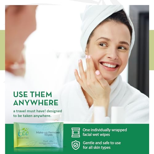 Travel Makeup Remover Wipes Pack of 500 - Individually Wrapped, Gentle & TSA Friendly