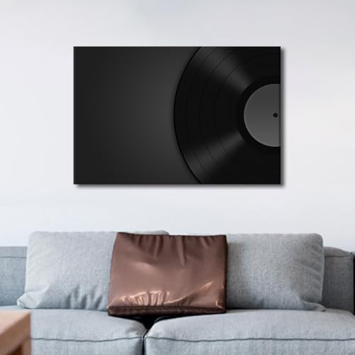 Black and White Music Canvas Wall Art - 24x16 Inch, Ready to Hang - Bedroom & Living Room Decor - Variation of Artwork-06