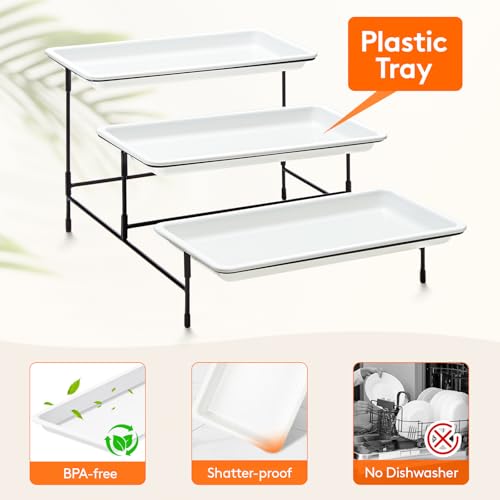 12 Inch 3-Tier Plastic Serving Tray for Parties Food Display - Basic