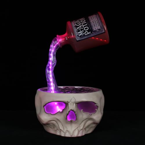 Halloween Floating Bottle with Skull Cauldron LED Decoration - Spooky Outdoor & Indoor Display